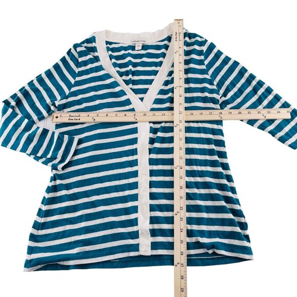 Coldwater Creek Womens Striped Cardigan Sweater Size S 8 Blue & White Cotton Ble - Picture 4 of 6